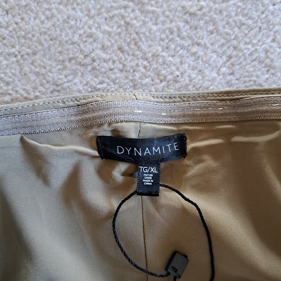 Dynamite Tube Top Gathered Women's Size XL Tan Khaki Twill Fitted NWT - Picture 7 of 12